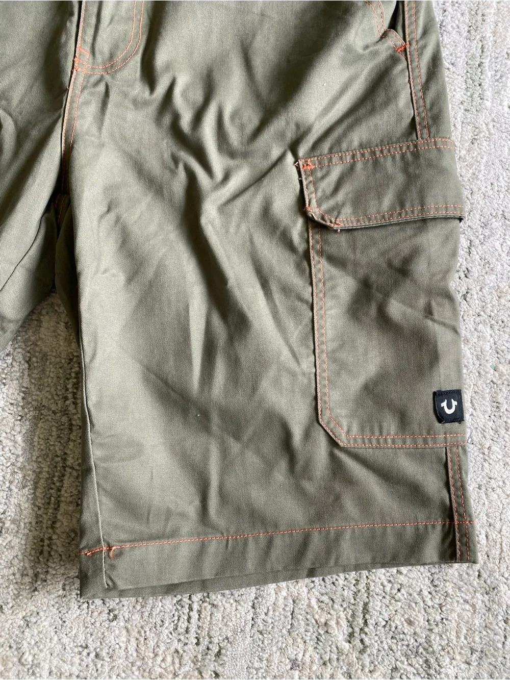 NEW True religion men's green cargo shorts 108056R7 Size 38